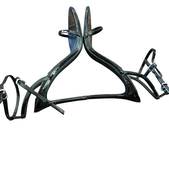 Steve Madden Theresa Black Patent Elegant Glam Ankle Strap Stiletto Heels NEW 9 - Picture 8 of 10